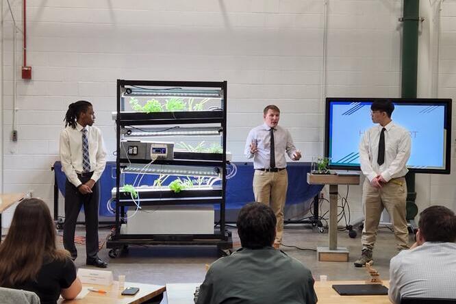 Students show off their spark tank project