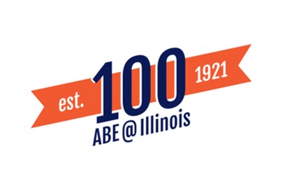 Graphic that says "est. 100 1921 ABE @ Illinois"