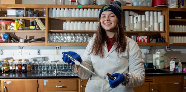 Student in laboratory.