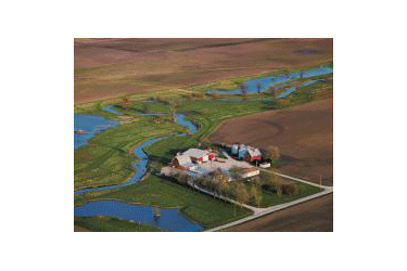 Aerial view of farm.
