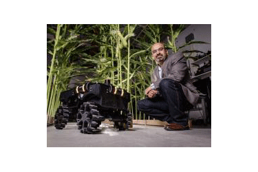 Professor running ag robot